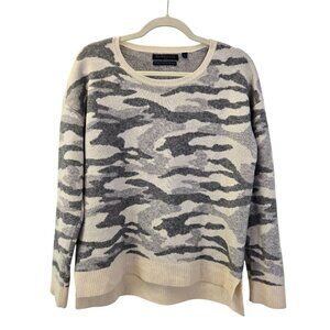 Brown Allan Wool & Cashmere Blend Camouflage Print Crewneck Sweater Size Medium